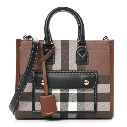 Burberry E-Canvas Check Calfskin Mini Freya Tote Dark Birch Brown 1 of 9