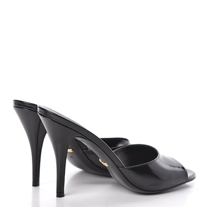 Gucci Polished Calfskin Scarlet Mid Heel Slide Sandals 38 Black 4 of 12