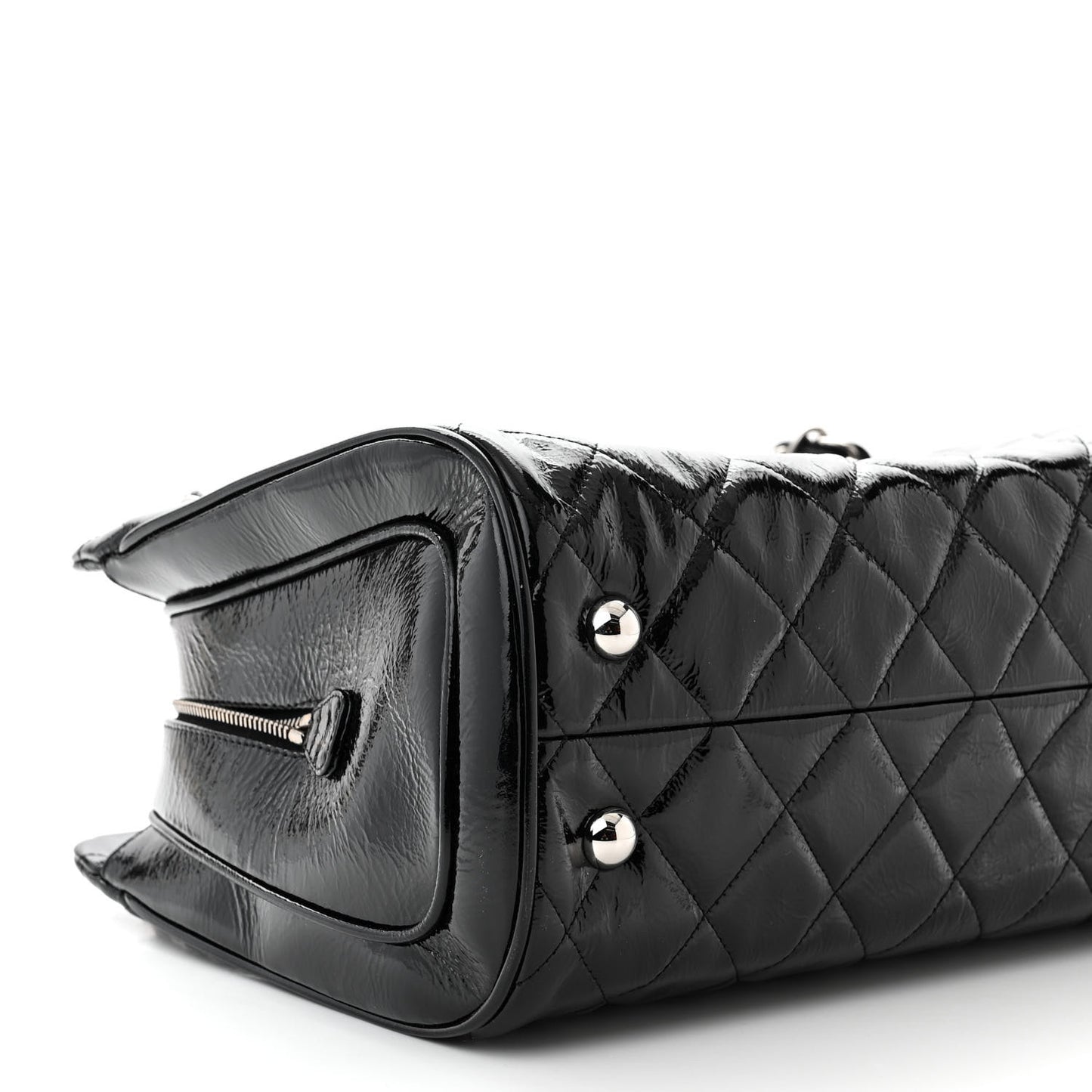 Patent Quilted Tote Black