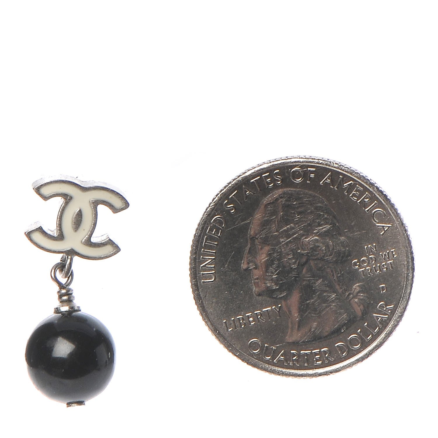 Chanel Enamel Resin CC Drop Earrings Black White 2 of 5