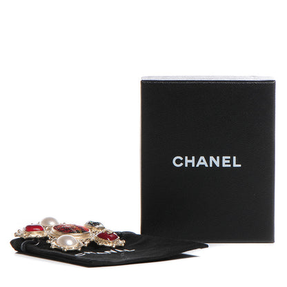 Chanel Gripoix Crystal Pearl Brooch Gold 5 of 5