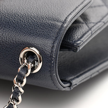 Chanel Grained Calfskin Quilted CC Box Clutch With Chain Navy 13 of 14