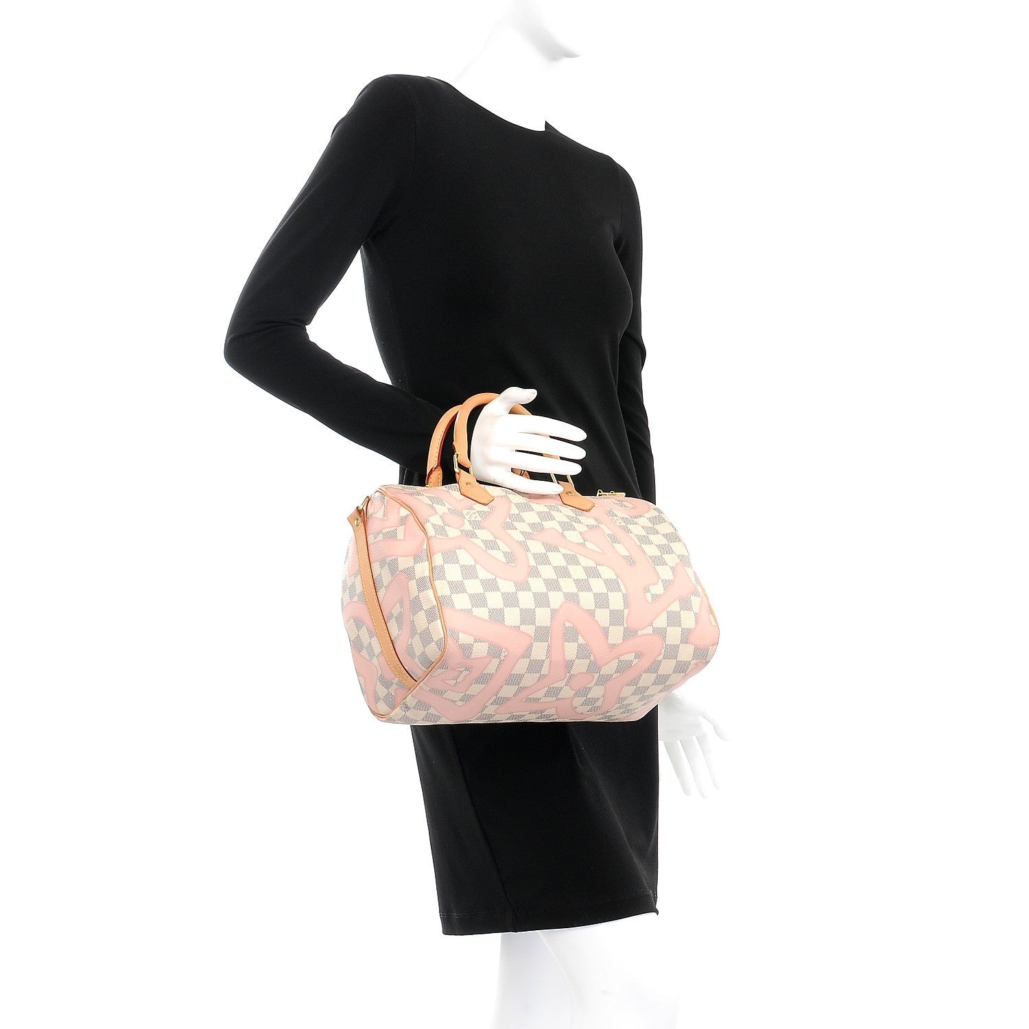 Louis Vuitton Damier Azur Tahitienne Speedy Bandouliere 30 Rose Ballerine 3 of 11