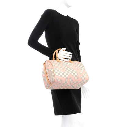 Louis Vuitton Damier Azur Tahitienne Speedy Bandouliere 30 Rose Ballerine 3 of 11