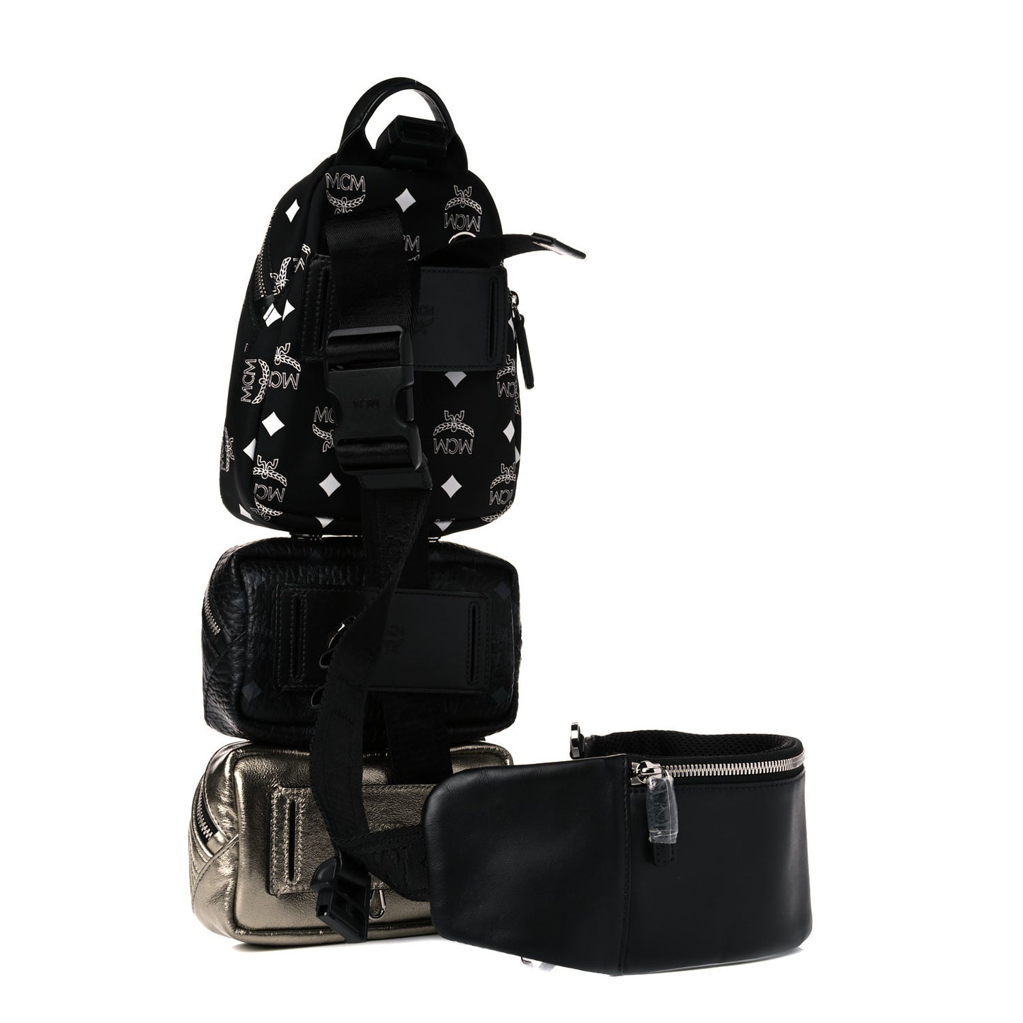 Visetos Trey 4-in-1 Sling Backpack Black Gold