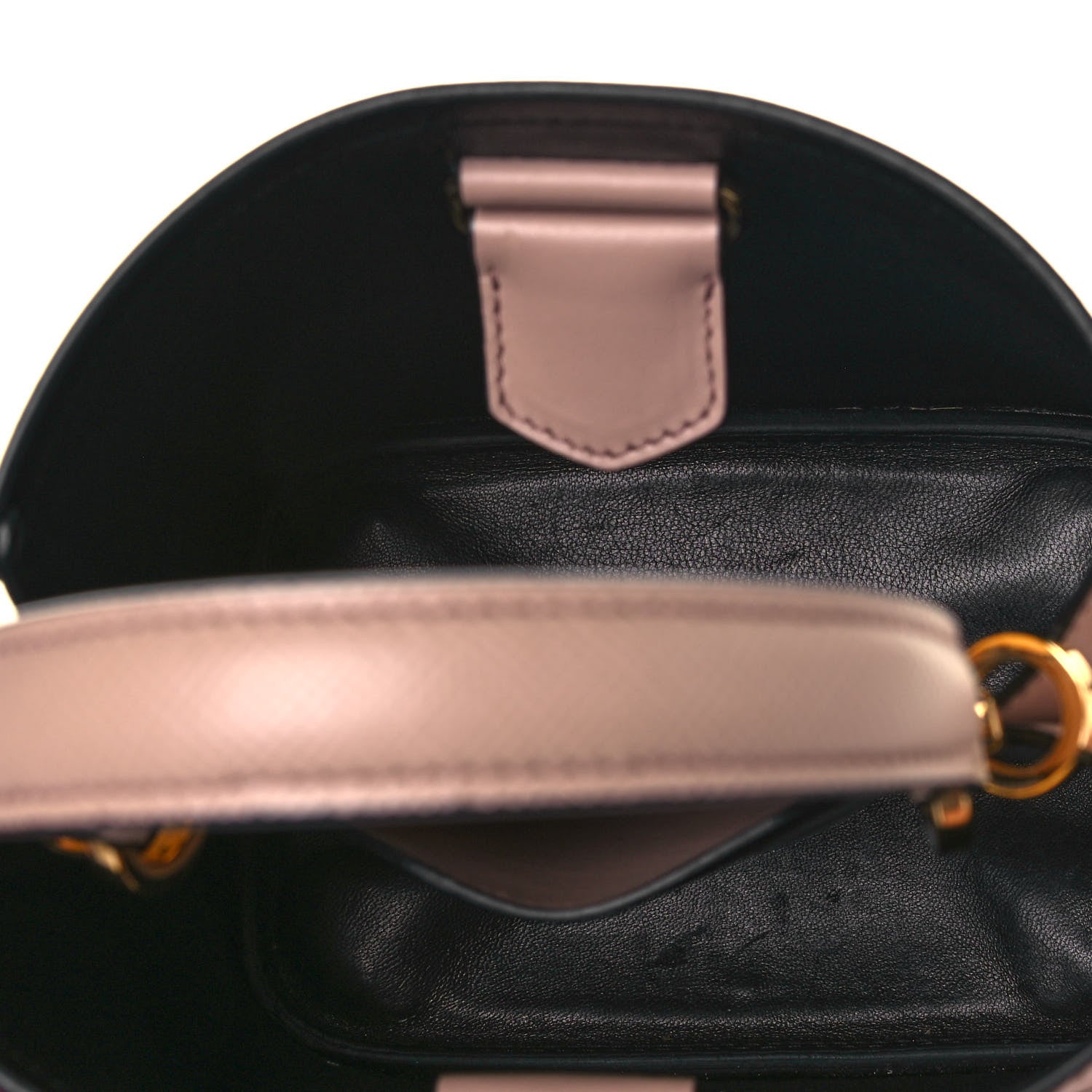 Prada Saffiano Cuir Calfskin Small Panier Bucket Bag Cipria Black 5 of 10