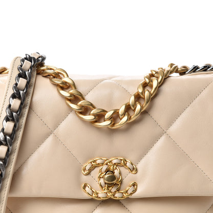 Chanel Goatskin Quilted Medium Chanel 19 Flap Beige 10 of 10