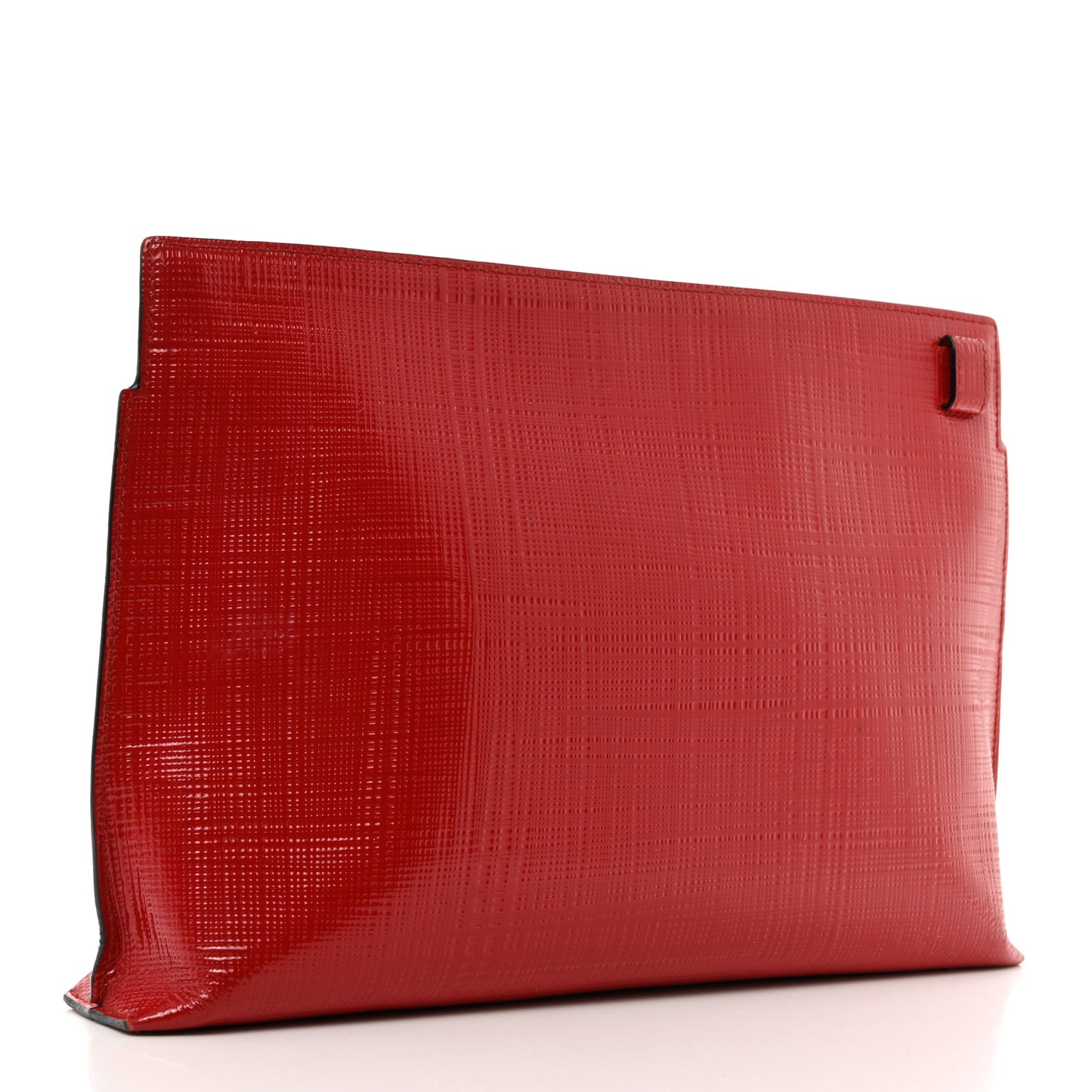 Patent Linen Embossed Large T Pouch Red