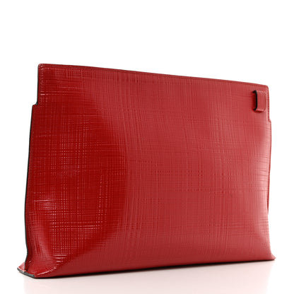 Loewe Patent Linen Embossed Large T Pouch Red 3 of 8