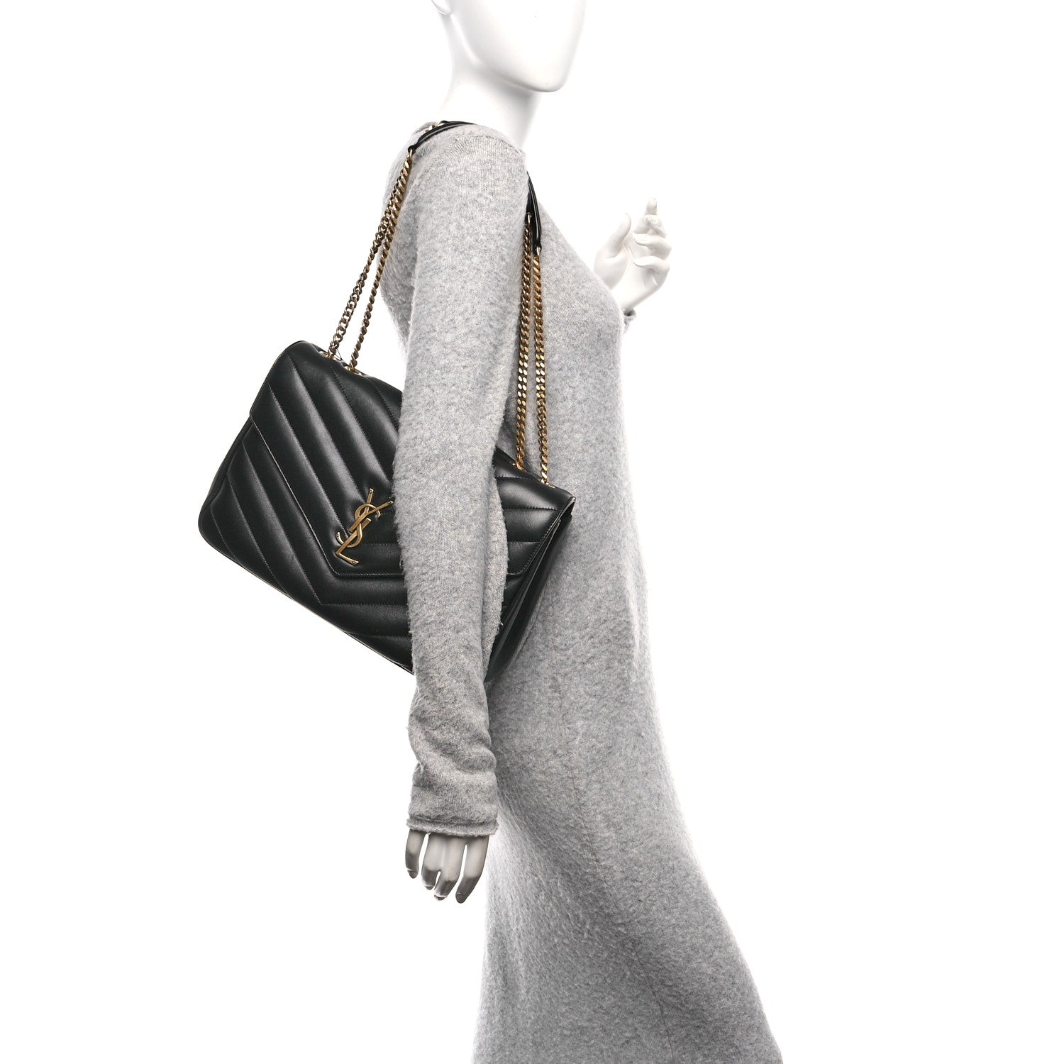 Saint Laurent Lambskin Chevron Quilted Large Loulou Black 2 of 12