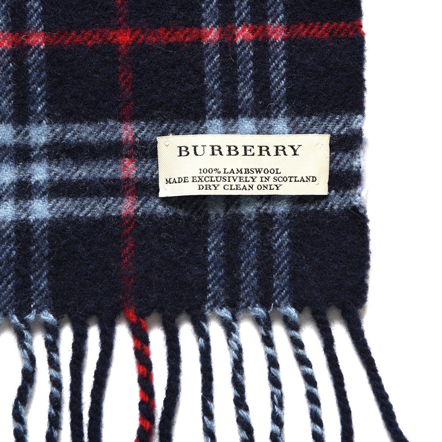 Wool Nova Check Fringe Scarf Blue