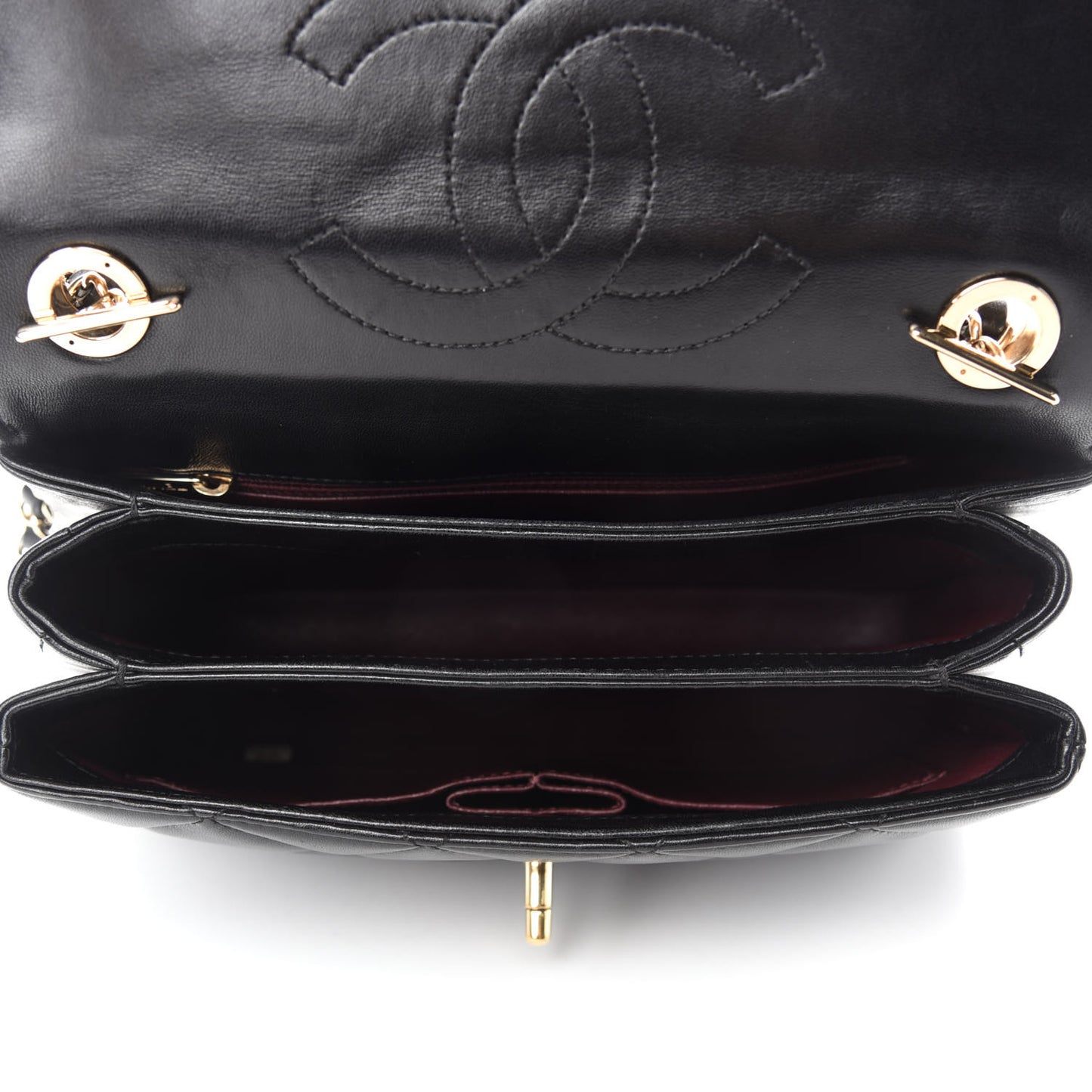 Lambskin Quilted Small Trendy CC Dual Handle Flap Bag Black