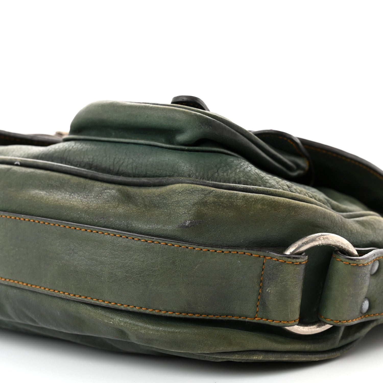 Christian Dior Calfskin Medium Gaucho Double Saddle Bag Green 10 of 19