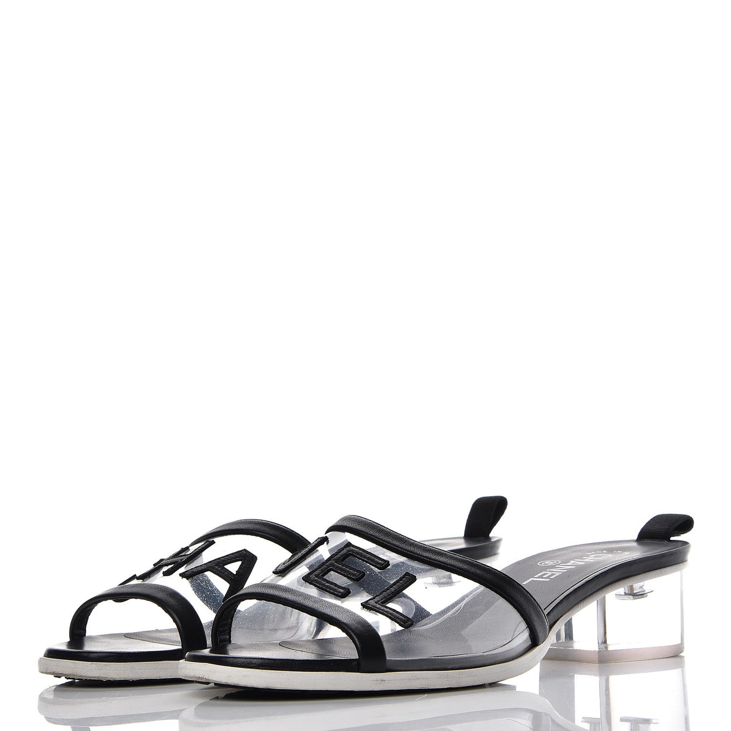 PVC Lambskin Logo Mules 40 Black