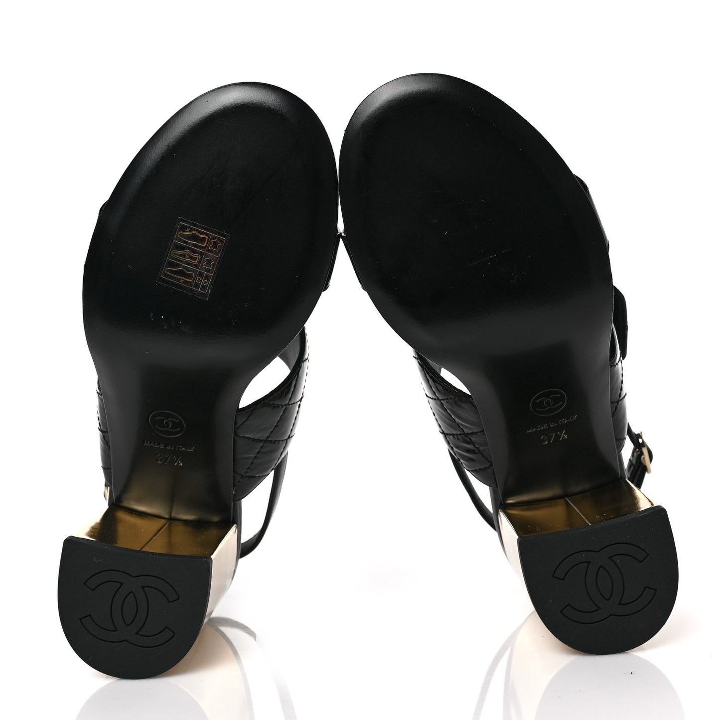 Patent Quilted CC Turnlock Sandals 37.5 Black