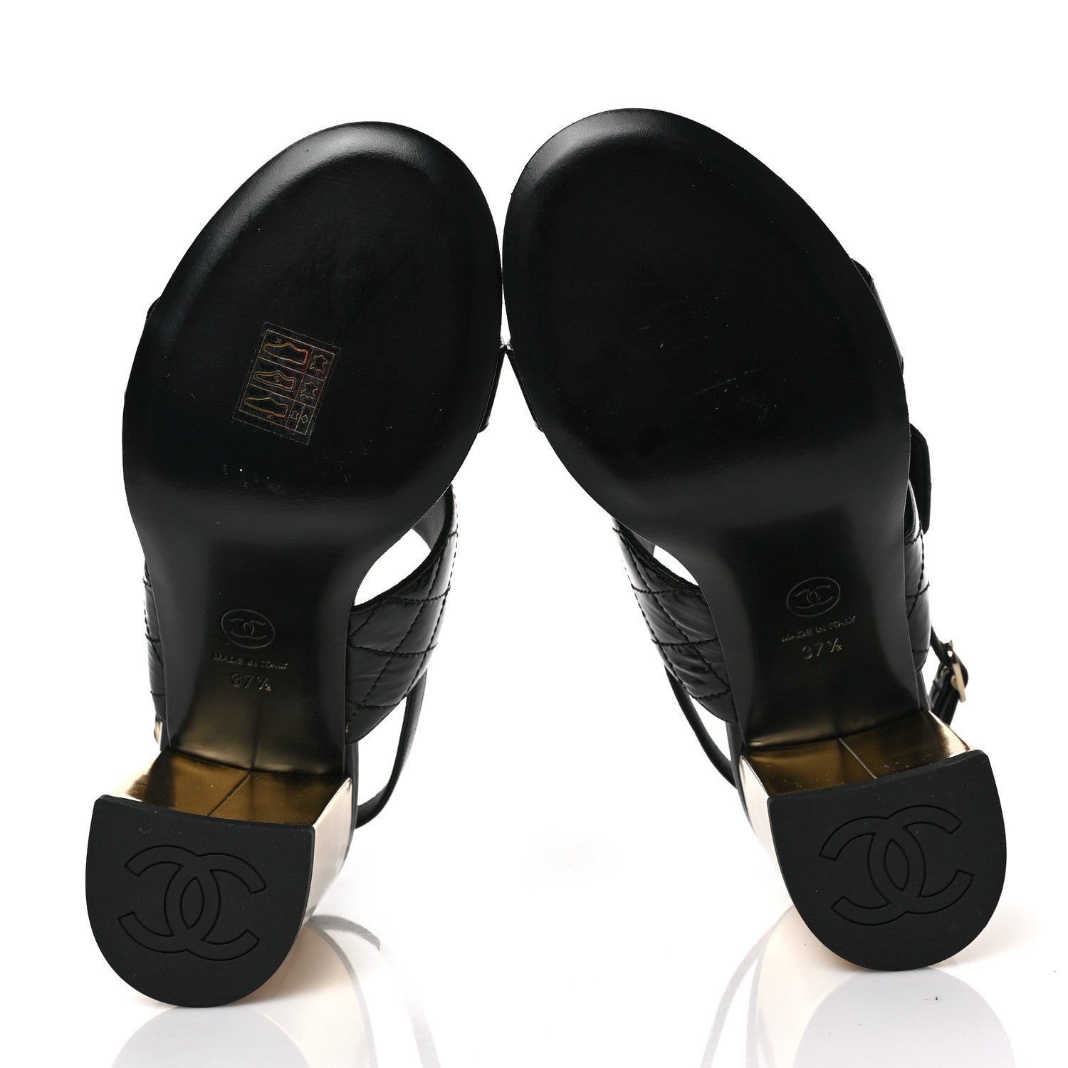 Chanel Patent Quilted CC Turnlock Sandals 37.5 Black 5 of 9