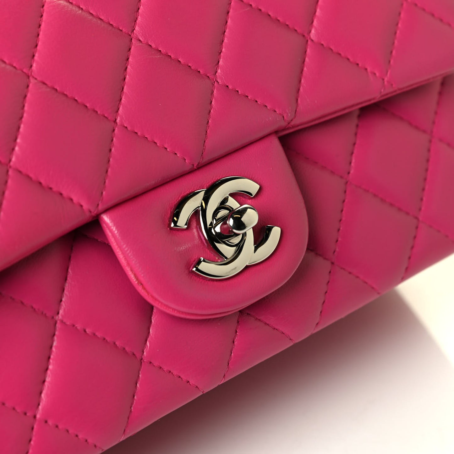 Lambskin Quilted Mini Rectangular Flap Pink