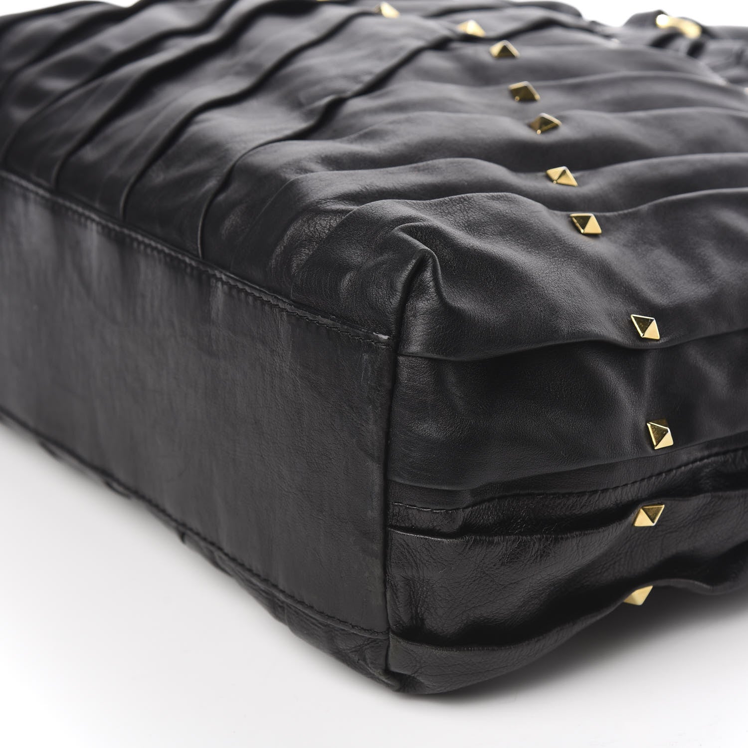 Valentino Garavani Lambskin Pleated Studded Maizeon Tote Black 10 of 11