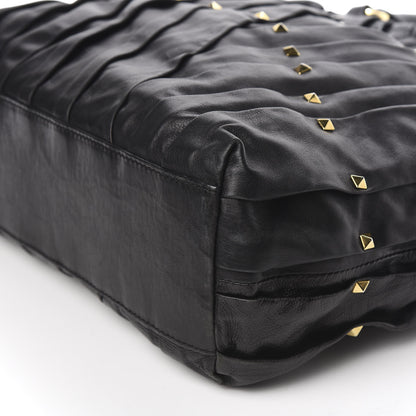 Valentino Garavani Lambskin Pleated Studded Maizeon Tote Black 10 of 11