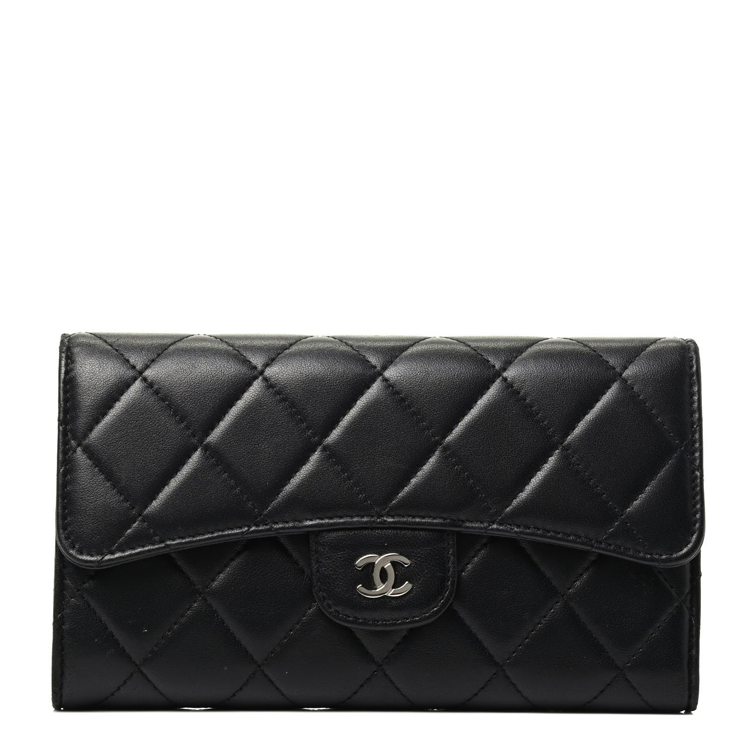 Chanel Lambskin Quilted Large Flap Wallet Black 1 of 3