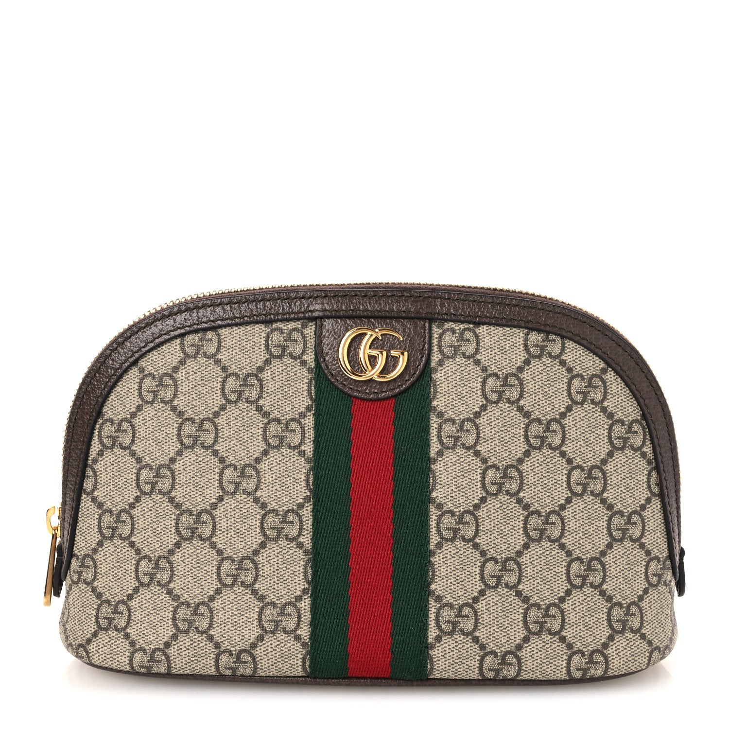 Gucci GG Supreme Monogram Textured Calfskin Web Large Ophidia Cosmetic Case Beige Ebony New Acero 1 of 11