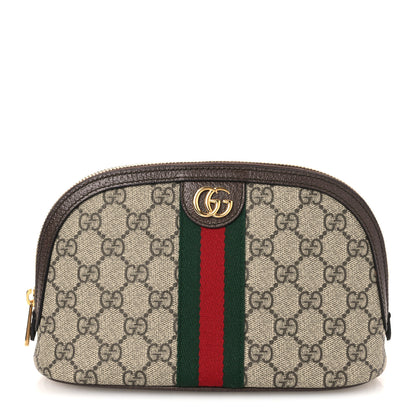 Gucci GG Supreme Monogram Textured Calfskin Web Large Ophidia Cosmetic Case Beige Ebony New Acero 1 of 11