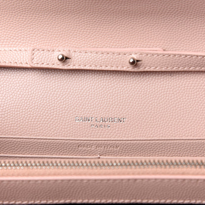 Saint Laurent Grain De Poudre Matelasse Chevron Monogram Chain Wallet Pale Pink 6 of 7