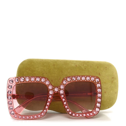 Gucci Acetate Crystal Oversize Sunglasses GG0148S Pink 7 of 7