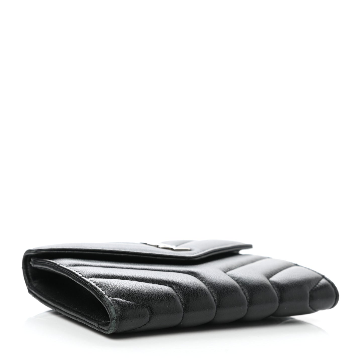 Lambskin Y Quilted Monogram Small Loulou Envelope Wallet Black