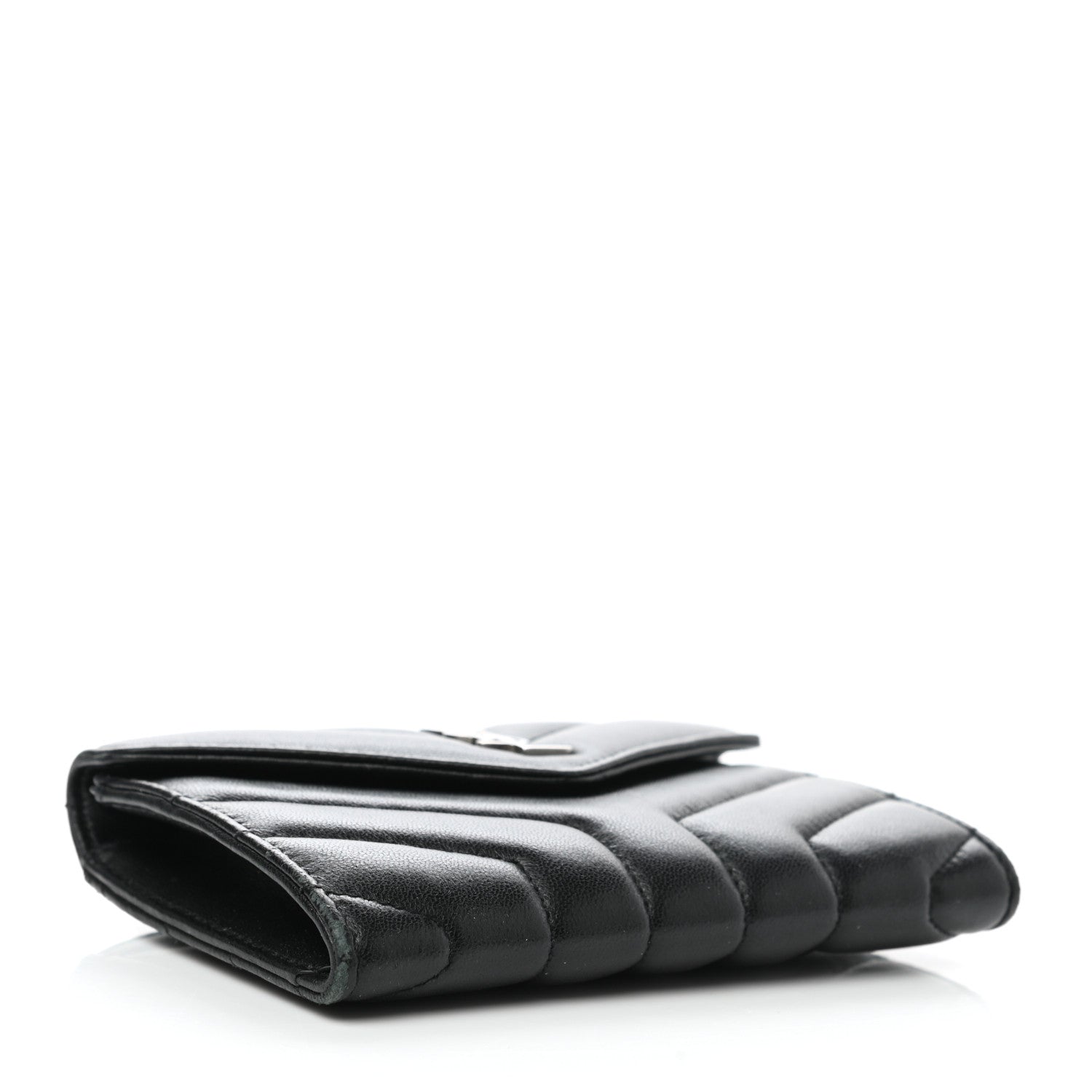 Saint Laurent Lambskin Y Quilted Monogram Small Loulou Envelope Wallet Black 4 of 9