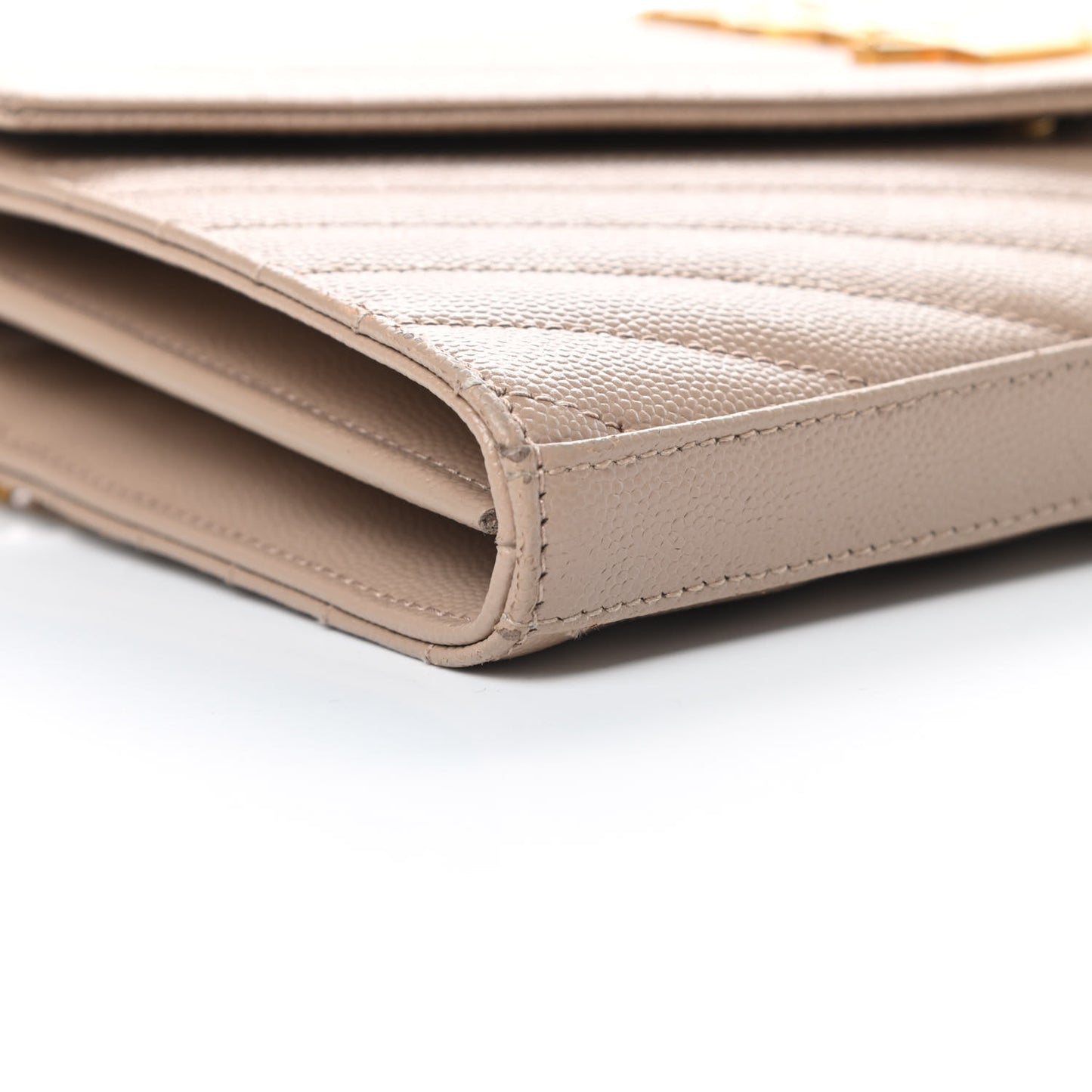 Grain De Poudre Matelasse Chevron Monogram Chain Wallet Nude Powder