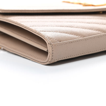 Saint Laurent Grain De Poudre Matelasse Chevron Monogram Chain Wallet Nude Powder 9 of 14