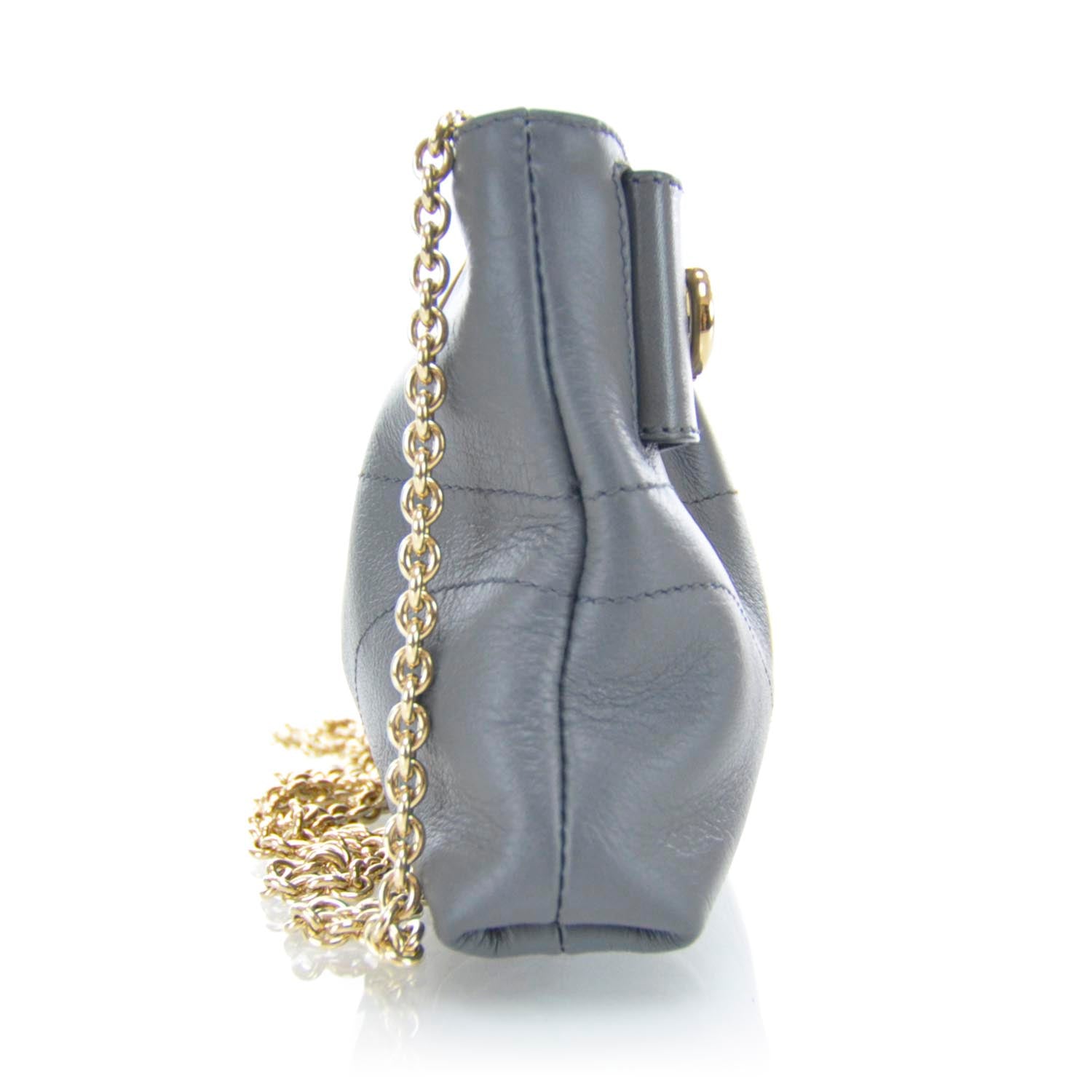 FASHIONPHILE SALVATOREFERRAGAMOSoftCalfWGanciniClutchCharcoal 6 of 9
