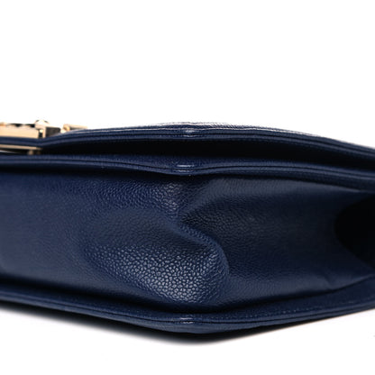 Chanel Caviar Chevron Quilted Medium Boy Flap Navy 9 of 11