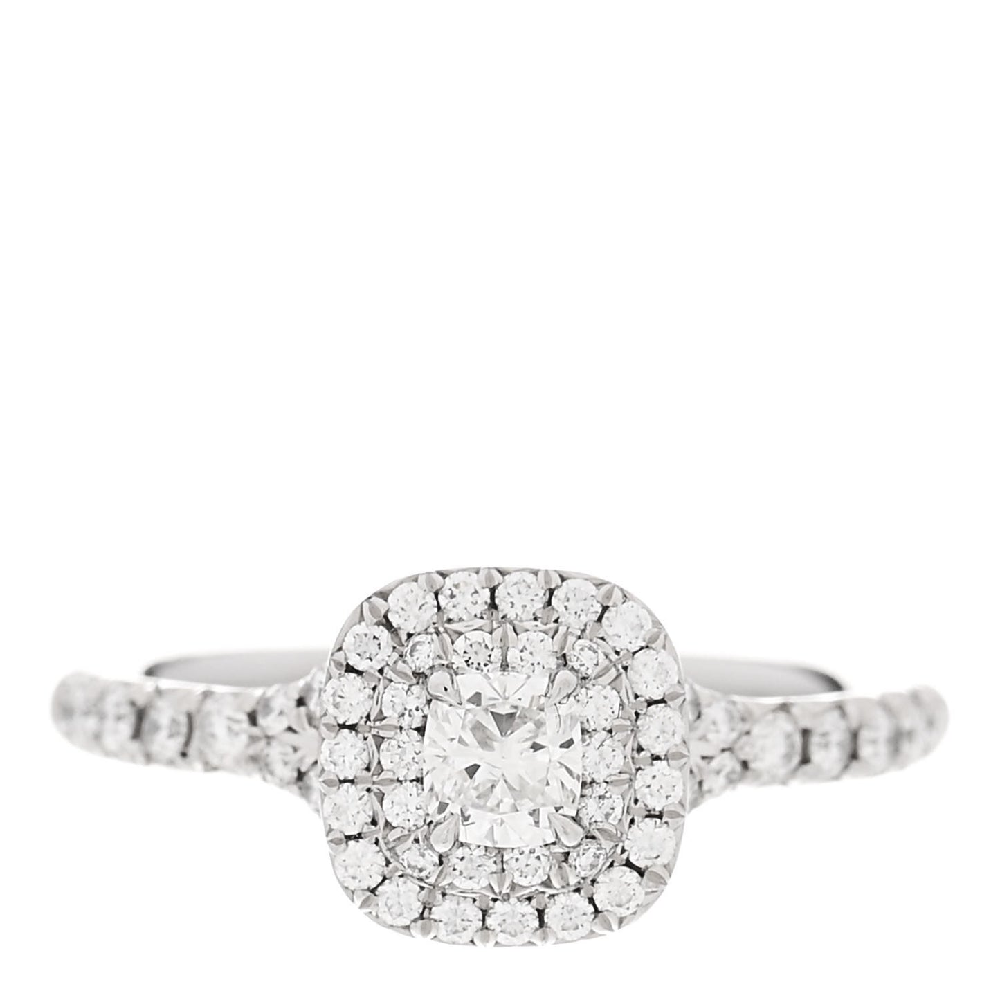 Platinum Diamond .21ct Soleste Cushion Cut Double Halo Engagement Ring 49 5