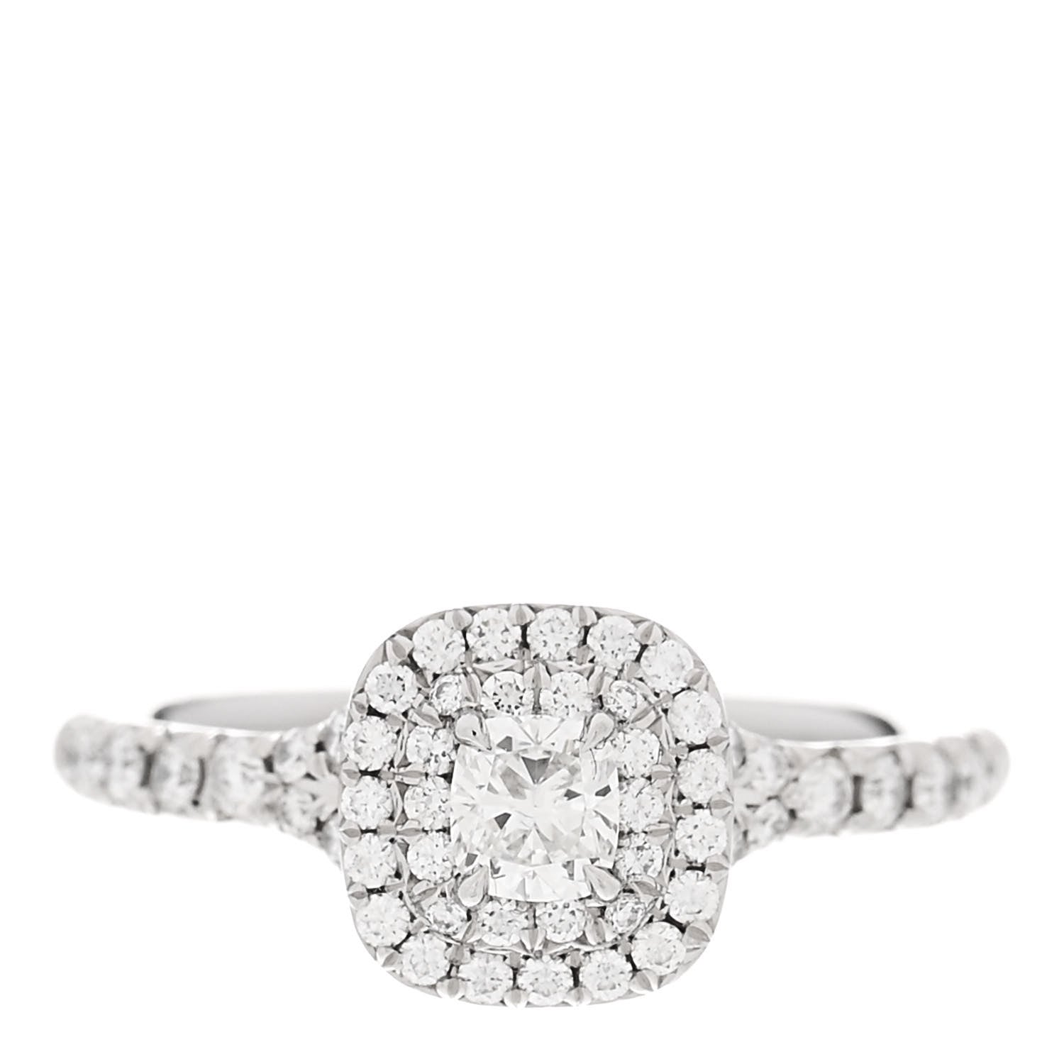 Tiffany Platinum Diamond .21ct Soleste Cushion Cut Double Halo Engagement Ring 49 5 1 of 6
