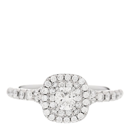 Tiffany Platinum Diamond .21ct Soleste Cushion Cut Double Halo Engagement Ring 49 5 1 of 6
