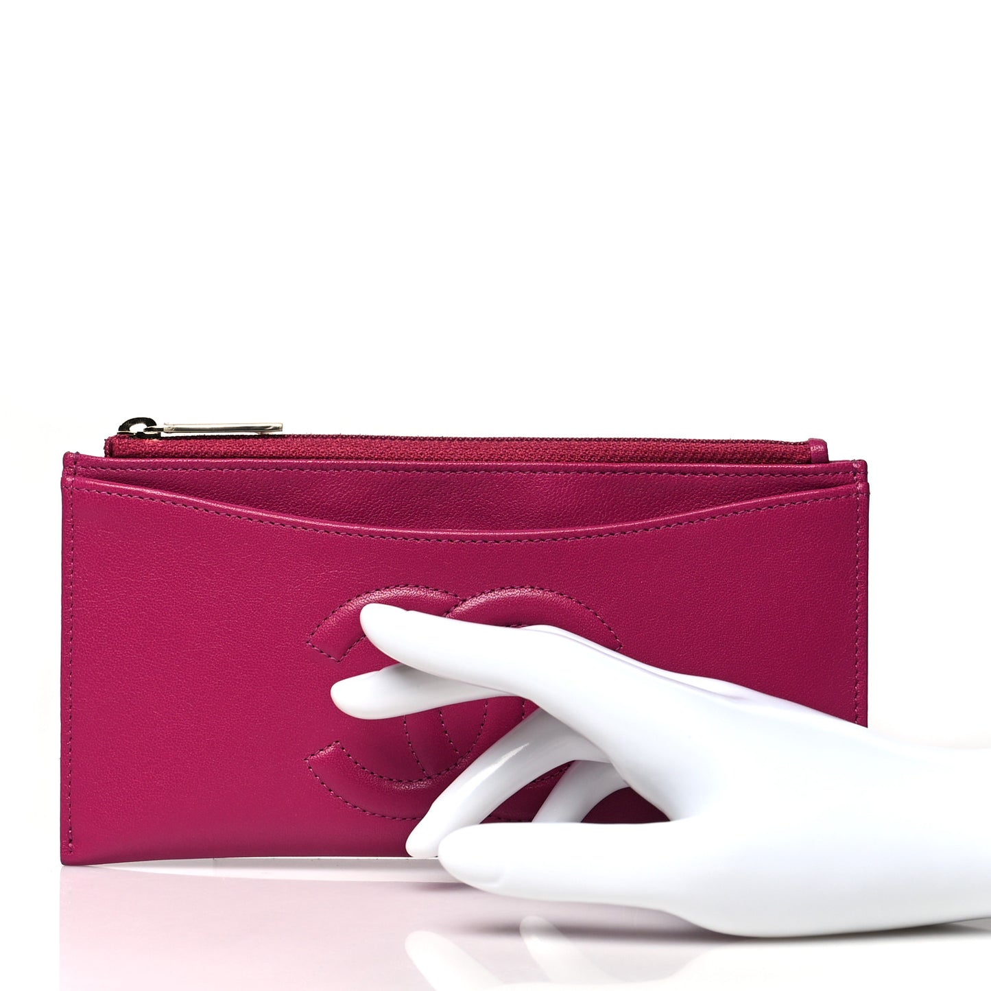 Calfskin Timeless CC Zip Pouch Fuchsia