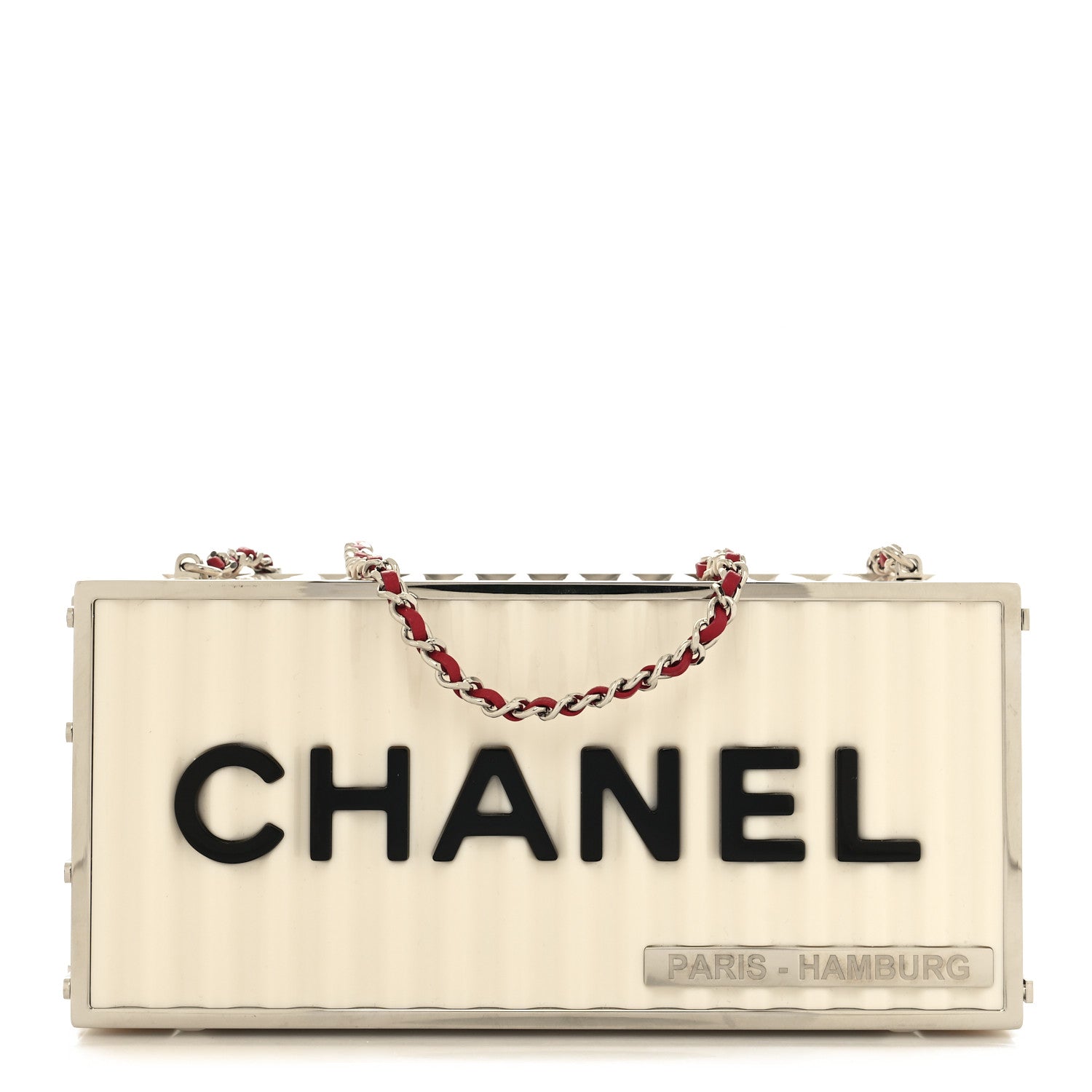 Chanel Resin Enamel CC Shopping Container Minaudiere Clutch Black White Red 1 of 11