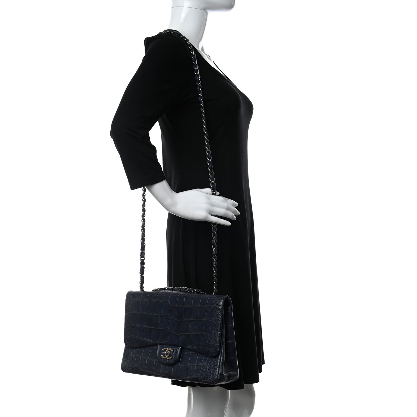 Matte Alligator Jumbo Single Flap Blue