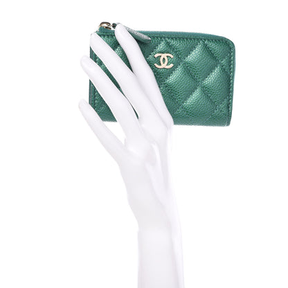 Chanel Metallic Caviar Quilted Key Holder Case Green 2 of 7