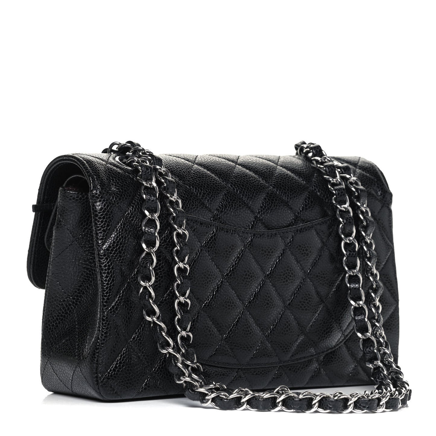 Caviar Quilted Small Double Flap Black
