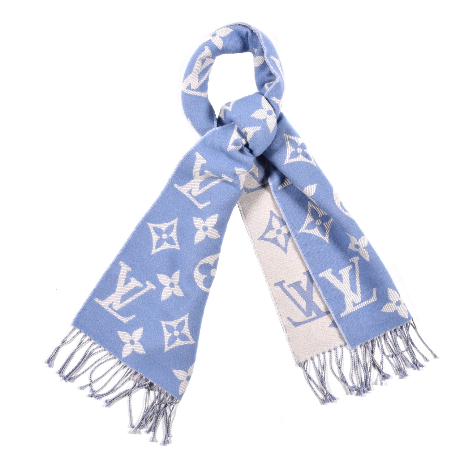 Louis Vuitton Cashmere Monogram Reykjavik Scarf Denim 1 of 3