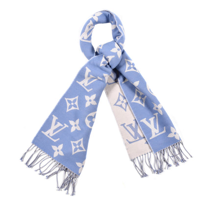 Louis Vuitton Cashmere Monogram Reykjavik Scarf Denim 1 of 3