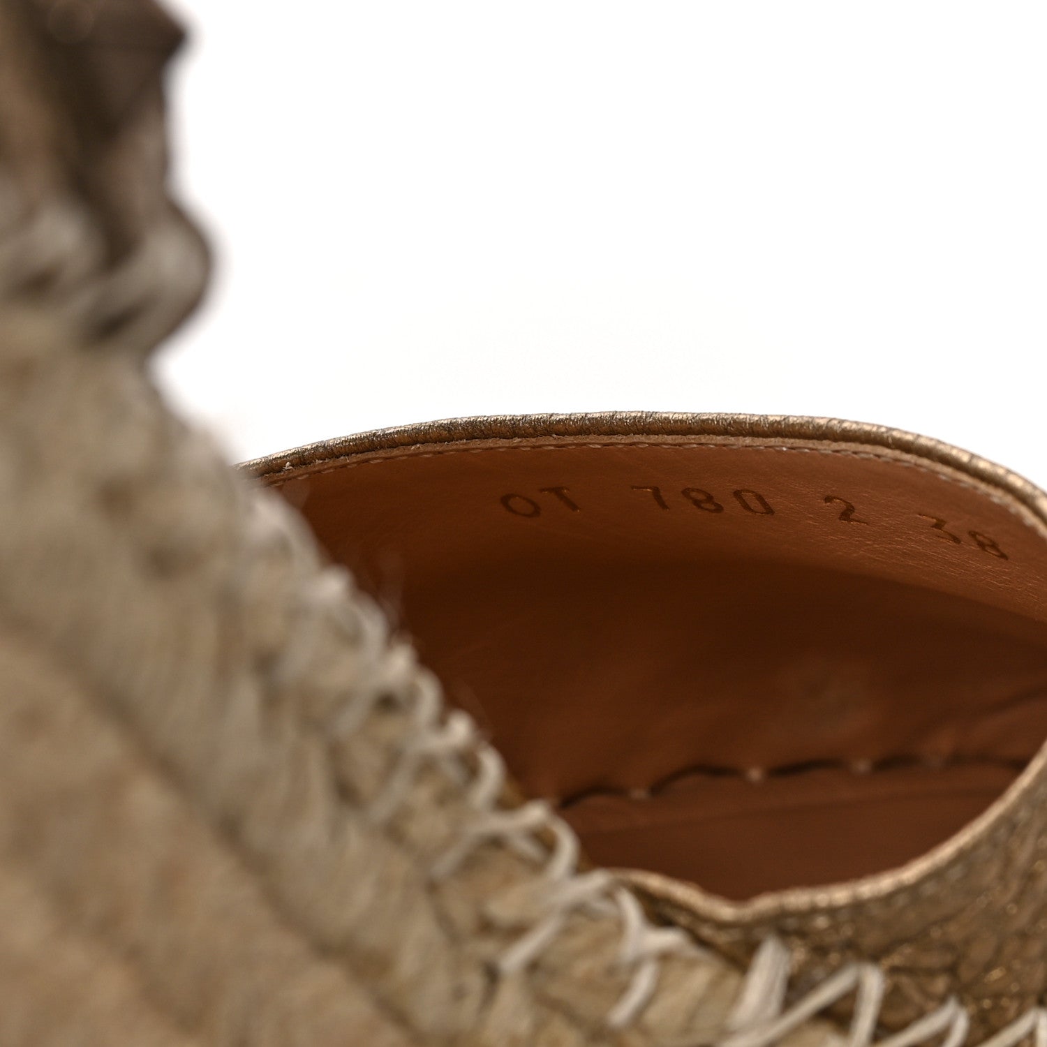 Valentino Garavani Metallic Grained Calfskin Rockstud Ankle Wrap Espadrille Wedges 38 Skin 8 of 9