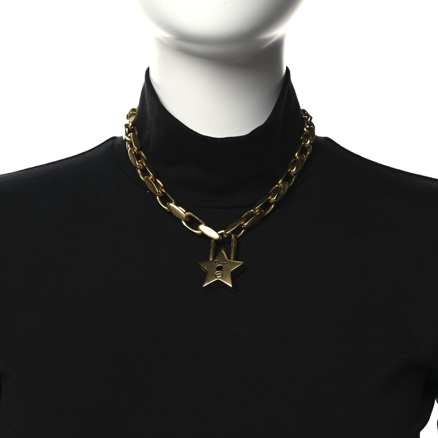 Metal Lucky Star Choker Necklace Aged Gold