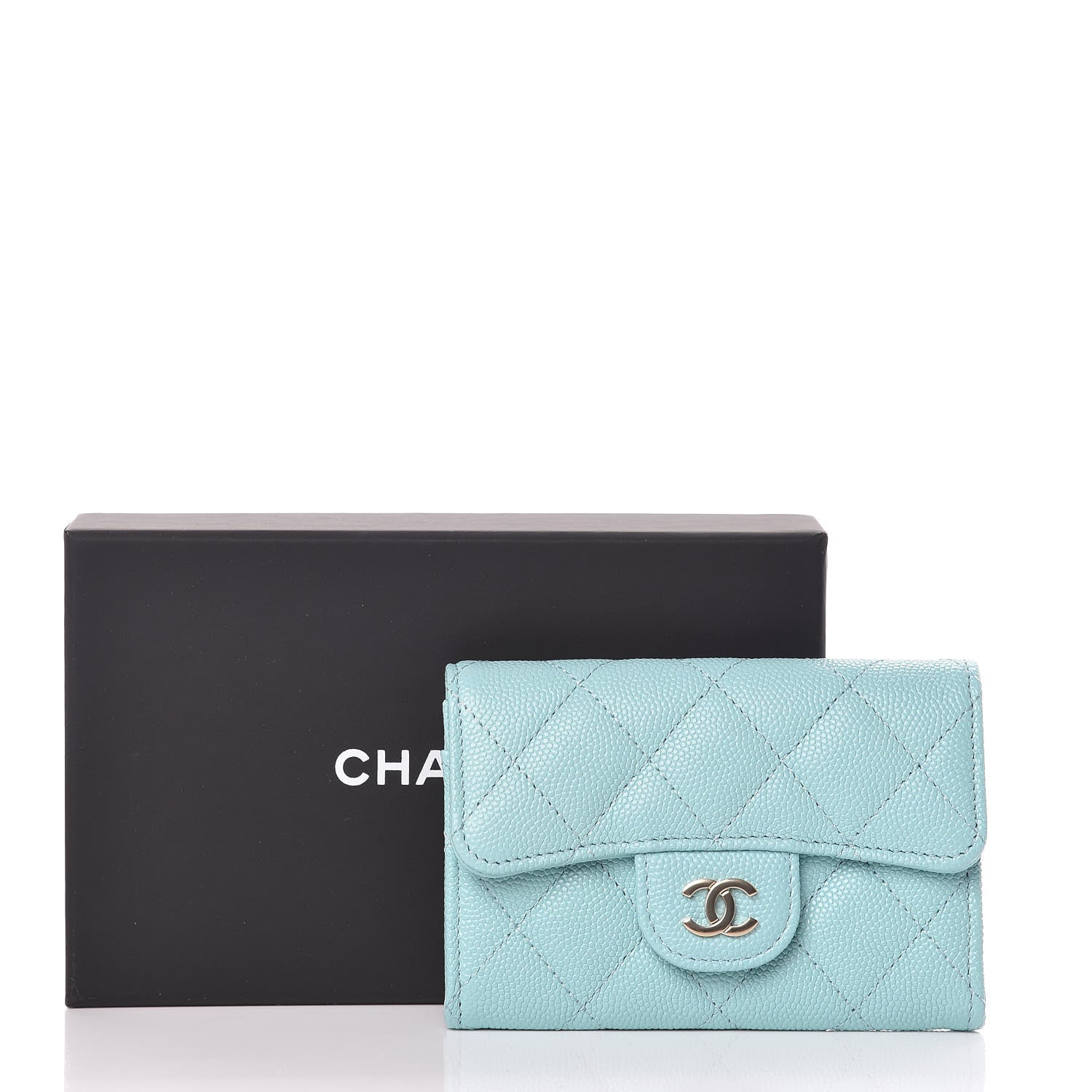 Chanel Caviar Quilted Flap Card Holder Turquoise 9 of 9