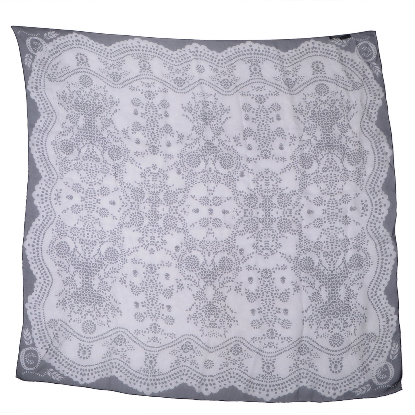 Silk Chiffon Skull Scarf White