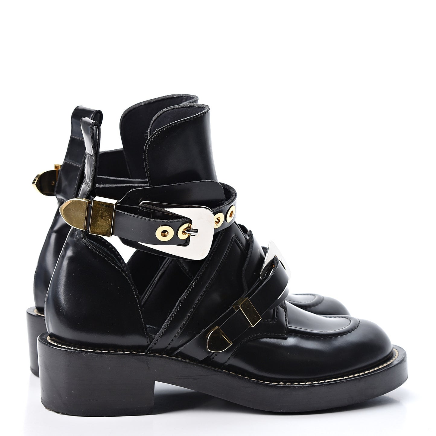 Brushed Calfskin Ceinture Ankle Boots 37.5 Black