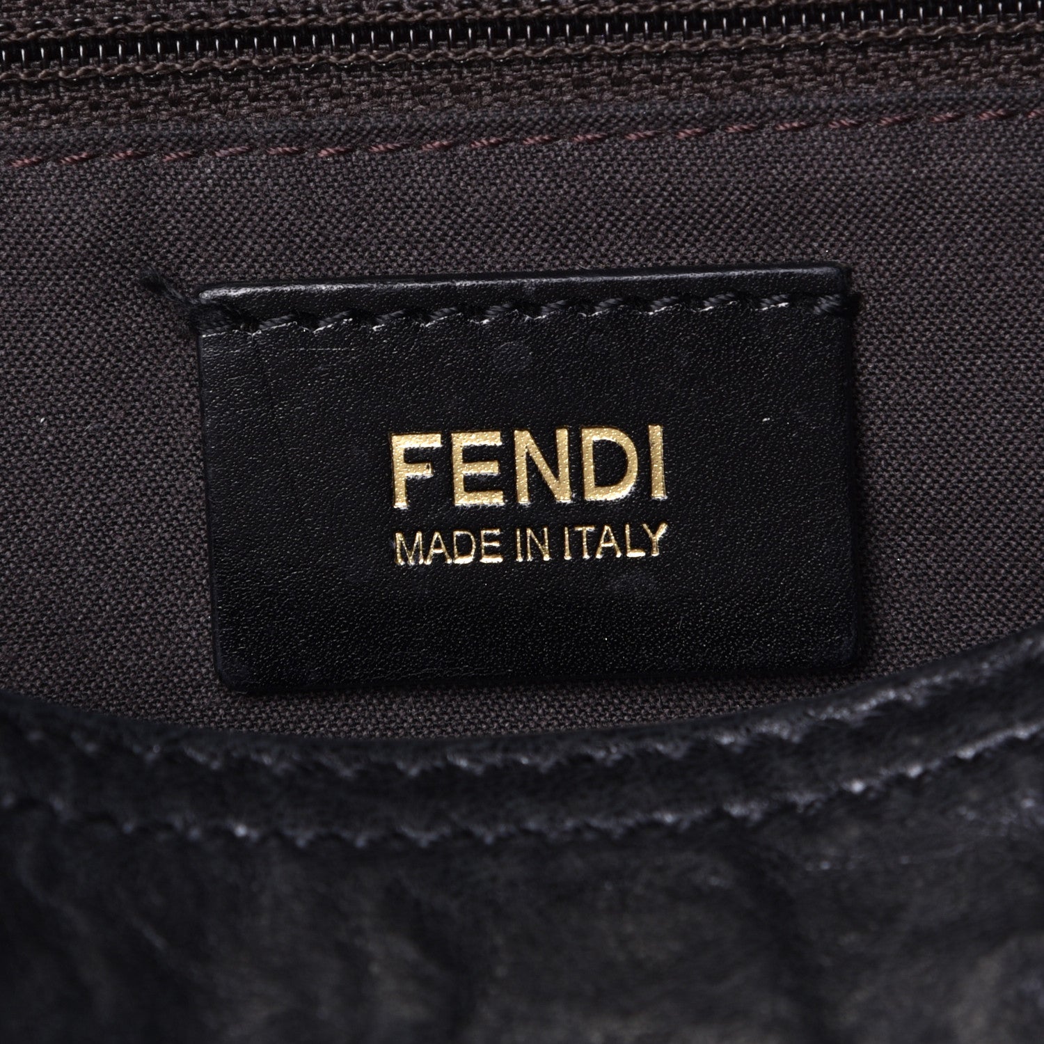 Fendi Crumpled Calfskin Fringe Medium Convertible Baguette Black 5 of 5